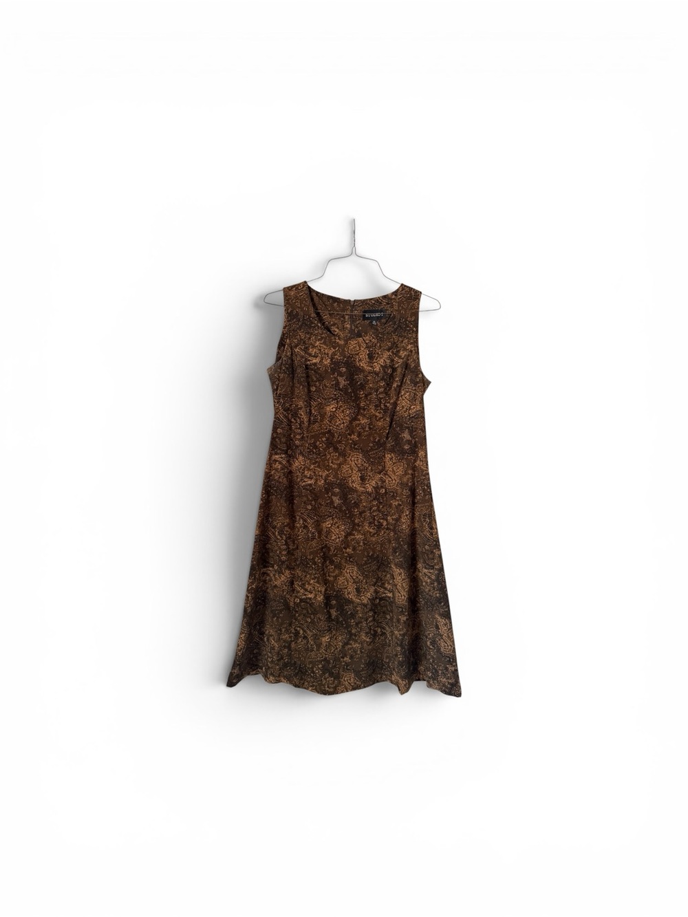 Studio I Brown Patterned Asymmetrical Hem Dress